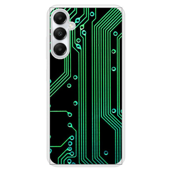 Coque i silikonförstärkt tryckt kompatibel med Samsung Galaxy A05S Geek kretsstruktur Transparent