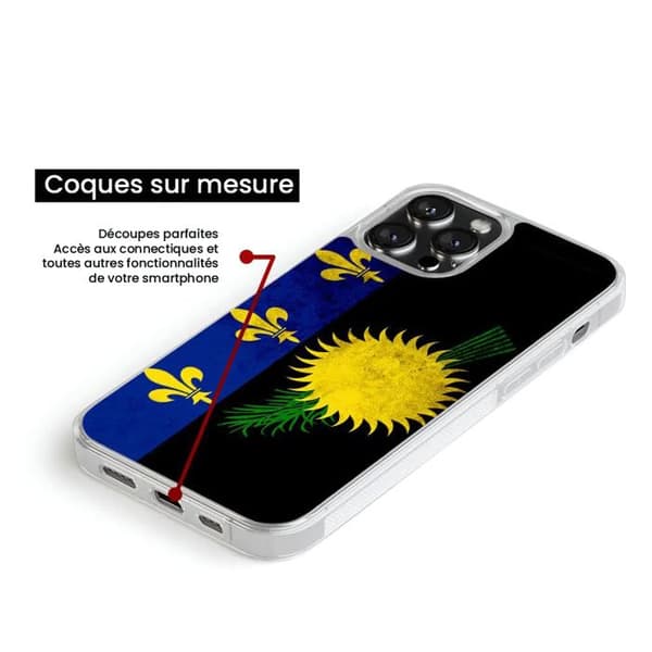 Coque Silikon Förstärkt - 1001COQUES - iPhone 15 Pro Max - Guadeloupe Flagga - Stötsäker - Unik Design Transparent