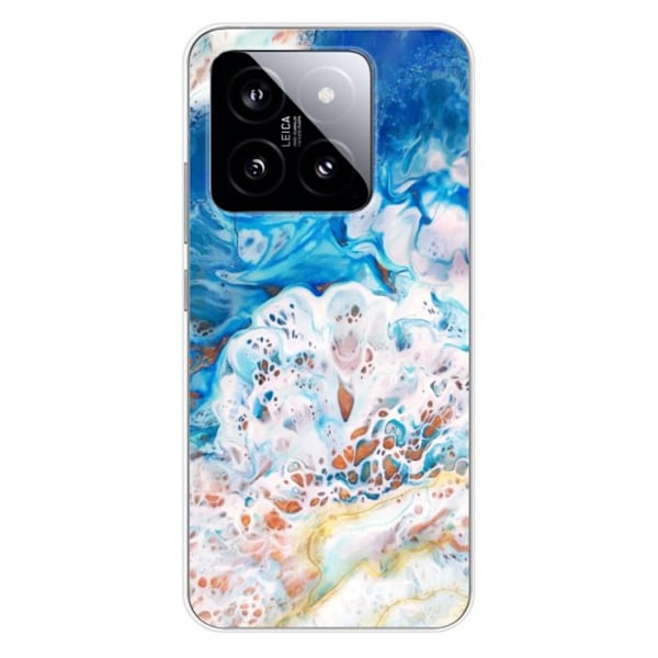 Siliconfodral med tryck kompatibel med Xiaomi 14 Pro Ocean Marmor Transparent