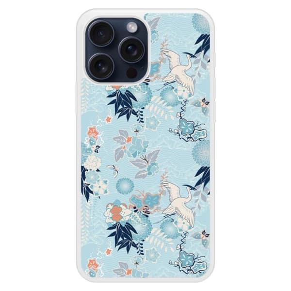 Förstärkt silikonfodral med tryck kompatibelt med Apple iPhone 15 Pro Max Kimono Transparent