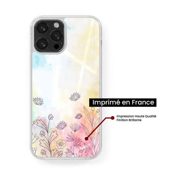 Förstärkt silikonfodral - Apple - iPhone 13 - Tryckt - Akvarellblommor - Ökad hållbarhet Transparent