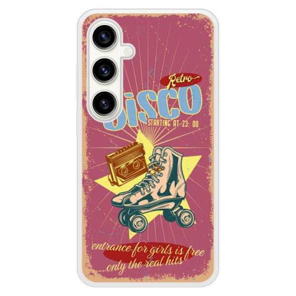 Coque i förstärkt silikon med tryck kompatibel med Samsung Galaxy S23 FE Retro disco Transparent