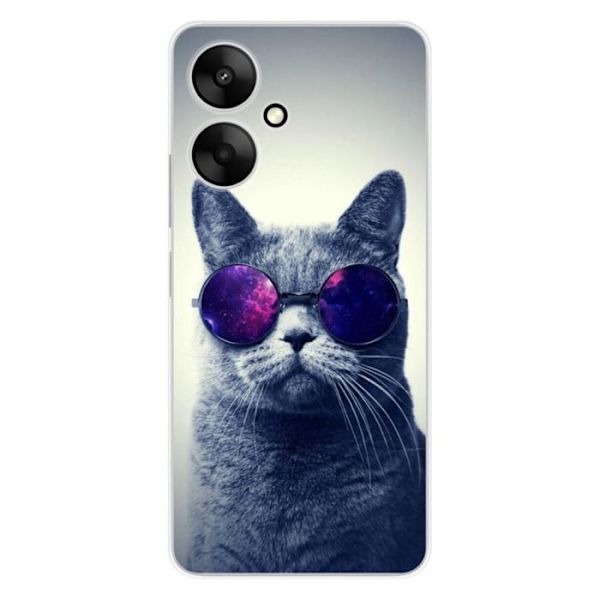 Siliconfodral - Kompatibel med Xiaomi Redmi 13C 5G - design med katt i glasögon Transparent