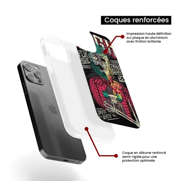 Coque i silikon med förstärkning, tryckt, kompatibel med Apple iPhone 16 Plus Skull Urgh Transparent