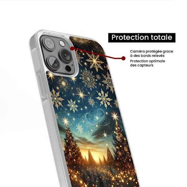 Tryckt förstärkt silikonfodral kompatibelt med Apple iPhone 14 Pro NO Christmas Magic Transparent