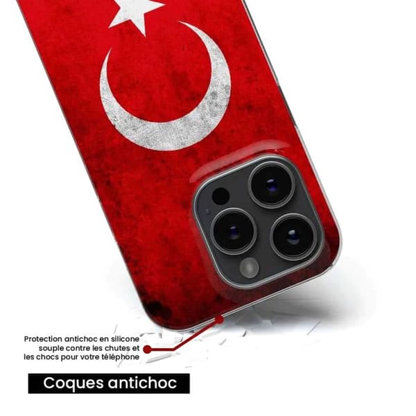 Siliconfodral - Kompatibel med Apple iPhone 13 - design med Turkiets flagga Transparent
