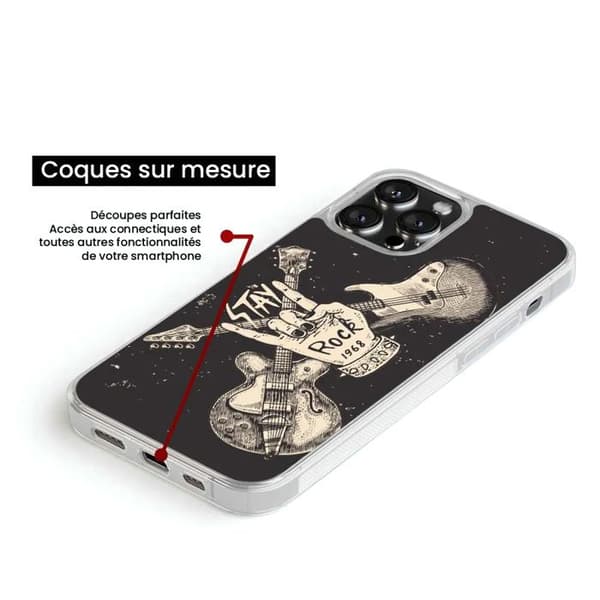 Coque i silikonförstärkt med tryck, kompatibel med Apple iPhone 13 Pro Stay rock Transparent