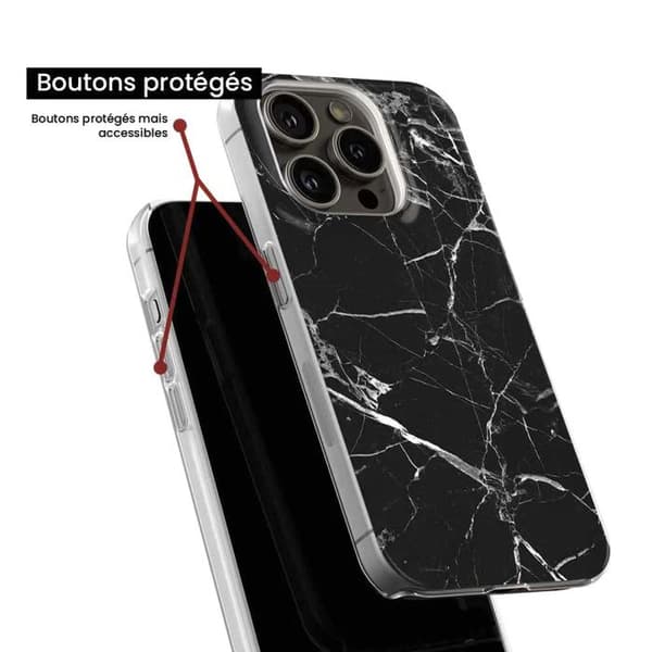 Silikonskal - Kompatibel med Apple iPhone 16 Pro - design i svart marmor Transparent