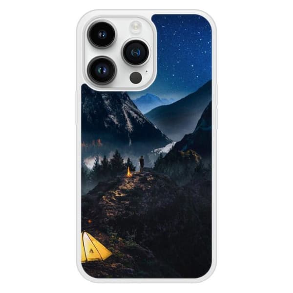 Siliconeförstärkt skydd med tryck, kompatibel med Apple iPhone 14 Pro - Endast i Berg. Transparent