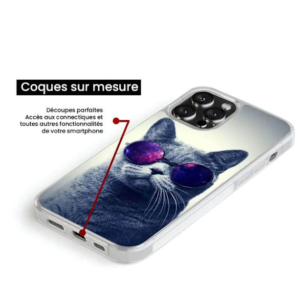 Siliconeförstärkt tryckt skal kompatibelt med Apple iPhone 14 Plus Katt med glasögon Transparent