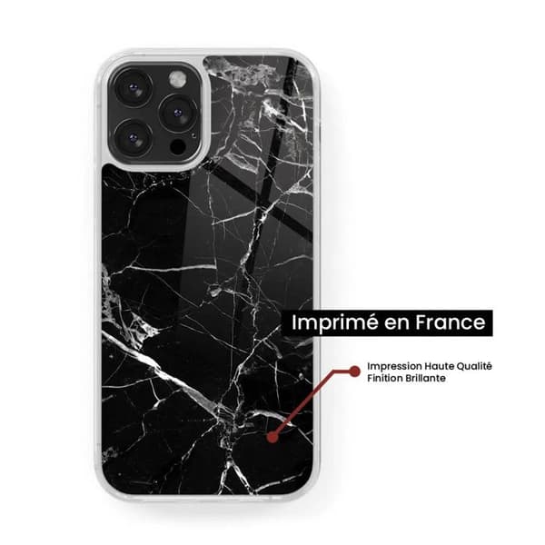 Förstärkt silikonfodral med tryck, kompatibelt med Apple iPhone 14 Pro Max, svart marmor Transparent