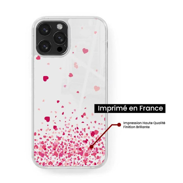 Hårdhäftad skyddsomslag - Kompatibel med Samsung Galaxy A15 - design med rosa hjärtkonfetti Transparent