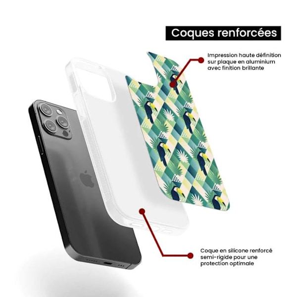 Siliconförstärkt tryckt skal kompatibelt med Apple iPhone 13 Mini Toucan diamant Transparent
