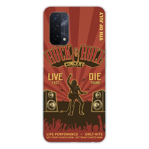 Siliconefodral med tryck - 1001 fodral - Oppo A54 5G - Flerfärgad - Rock and roll - Optimal skydd Transparent