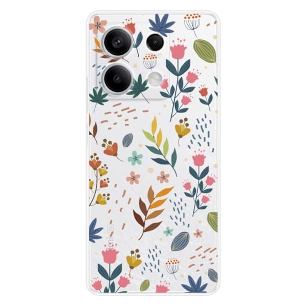 Siliconfodral - 1001 Fodral - Xiaomi Redmi Note 13 5G - Färgade Blommor - Mjuk - Optimal Skydd Transparent