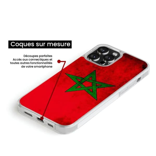Förstärkt tryckt silikonfodral kompatibelt med Apple iPhone 16 Plus Marockos flagga Transparent