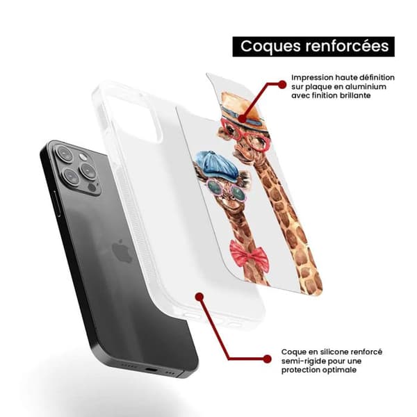 Förstärkt silikonskal med tryck kompatibelt med Apple iPhone 16 Plus Rolig Giraff Transparent