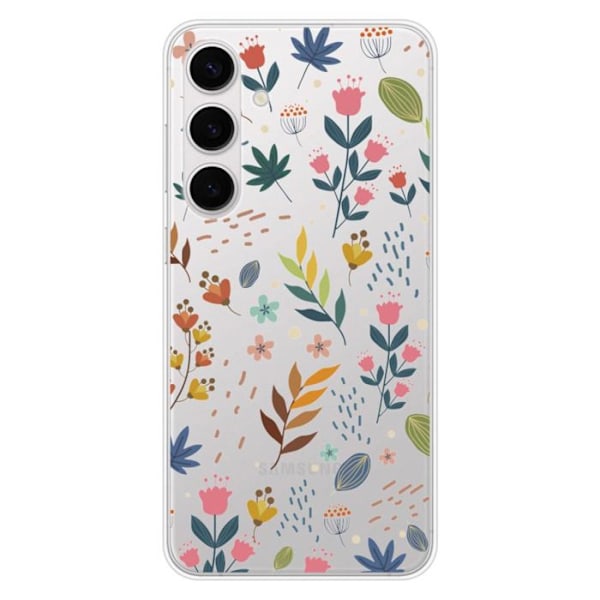 Siliconeplast - 1001 Plastar - Samsung Galaxy S24 FE - Färgade Blommor - Mjuk - Optimal Skydd Transparent