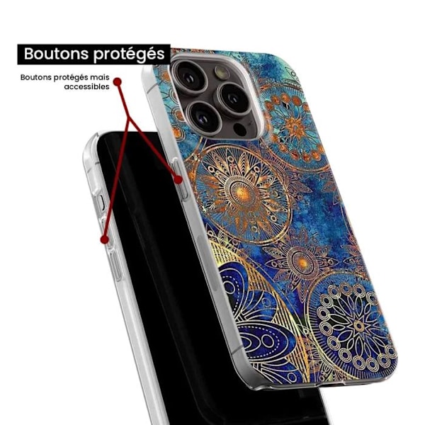 Tryckt silikonfodral som är kompatibelt med Apple iPhone 14 Plus Mandalla blå Transparent