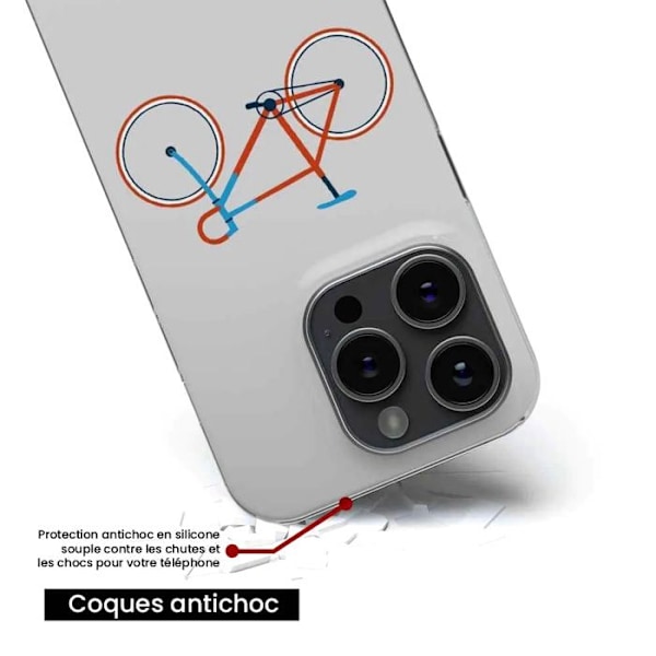 Tryckt silikonfodral som är kompatibelt med Apple iPhone 13 Pro Bike Color Hipster Transparent