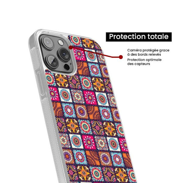 Förstärkt silikonfodral med tryck kompatibelt med Apple iPhone 16 Pro Patchwork Mandala Transparent