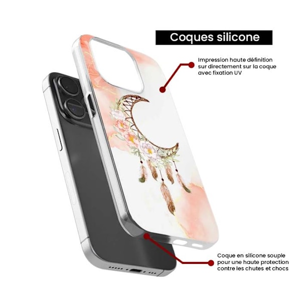 Siliconfodral med tryck - 1001 fodral - Xiaomi Redmi 13C 5G - Mönster drömfångare måne - Optimal skydd Transparent