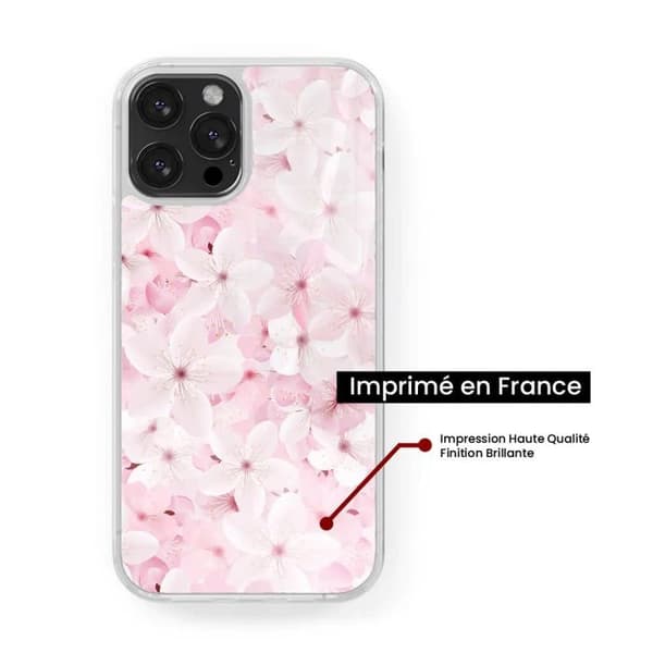 Siliconeförstärkt tryckt skal kompatibelt med Apple iPhone 13 Mini Sakura Transparent