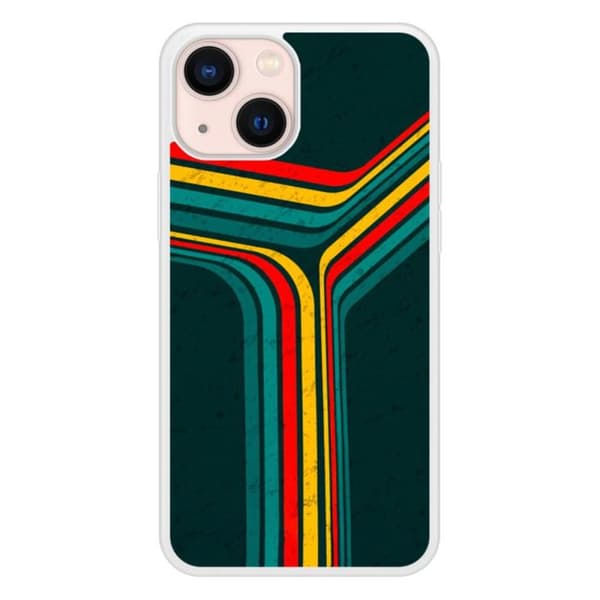 Coque i silikon förstärkt tryckt som är kompatibel med Apple iPhone 13 Mini Retro linjer Transparent