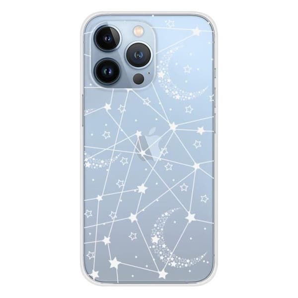 Silikonskal - Kompatibel med Apple iPhone 13 Pro - design med stjärnlinjer Transparent