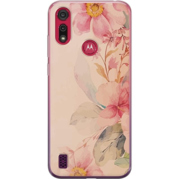 Motorola Moto E6s (2020) Genomskinligt Skal Färgglada Blommor