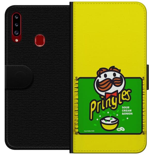 Kompatibel Tegnebogsetui til Samsung Galaxy A20s Pringles gul