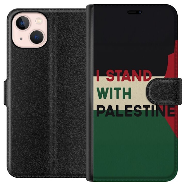 Apple iPhone 13 Lompakkokotelo Pysähdy Palestiinan puolesta - solidaarisuussuunnittelu vahvalla viestillä
