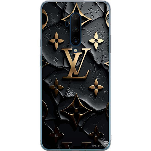 OnePlus 7T Pro Läpinäkyvä kuori Louis Vuitton Tumma tila Suunnittelu Musta Ylellisyys Tyyli Muoti Suosittu Graafinen Kuvio Muotisymboli Luksusbrän