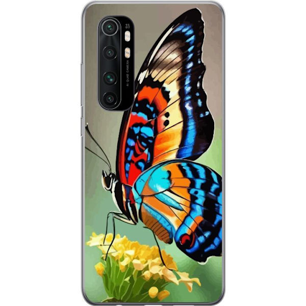 Xiaomi Mi Note 10 Lite Genomskinligt Skal Fjäril Natur Sommar Motiv Vingar Färgstark Design Populär Dekor Grafiskt Exotiskt Tema