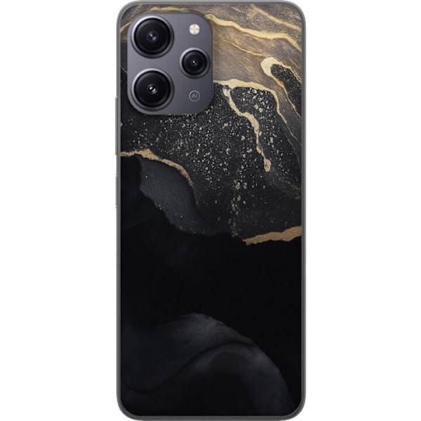 Xiaomi Redmi 12 Gennemsigtig cover Sort guld abstrakt