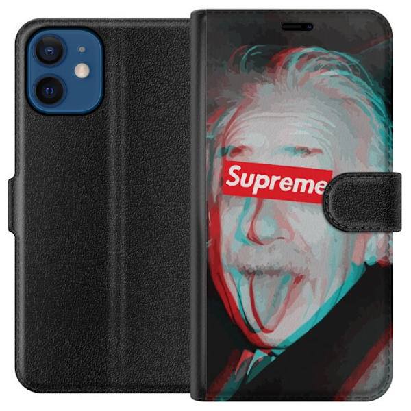 Apple iPhone 12  Plånboksfodral Supreme Albert Einstein 3D Motiv Streetwear Design Populär Vetenskap Ikoniskt Grafiskt Urban Art