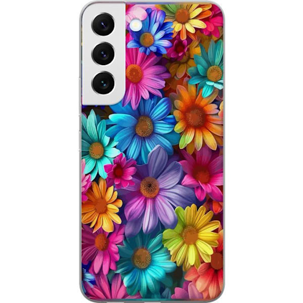 Samsung Galaxy S22+ 5G Läpinäkyvä kuori Gerbera Kukat Värikäs Koriste Kukka Motiivi Suosittu Kotisisustus Väririkas Seinätaide Suunnittelu