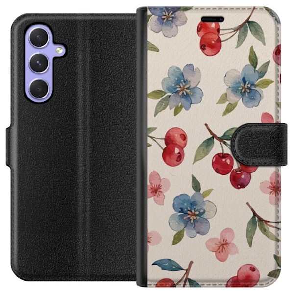 Samsung Galaxy A54 Tegnebogsetui Bær & Blomster - mønster me