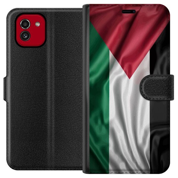 Samsung Galaxy A03 Tegnebogsetui Palestinaflaget – ikonisk frihedssymbol i rød, sort, hvid og grøn