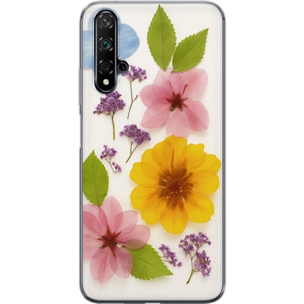 Huawei nova 5T Genomskinligt Skal Pressade blommor