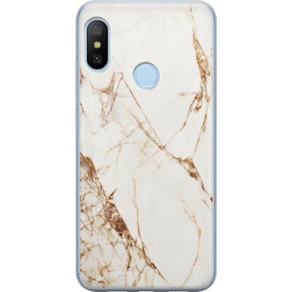 Xiaomi Mi A2 Lite Läpinäkyvä kuori Valkoinen marmori