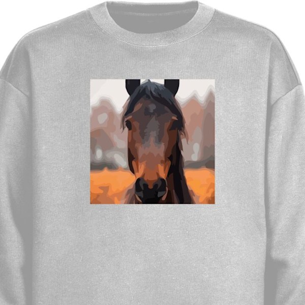 Sweatshirt til Voksne | Klassisk Collegebluse Efterårets Hest grå S