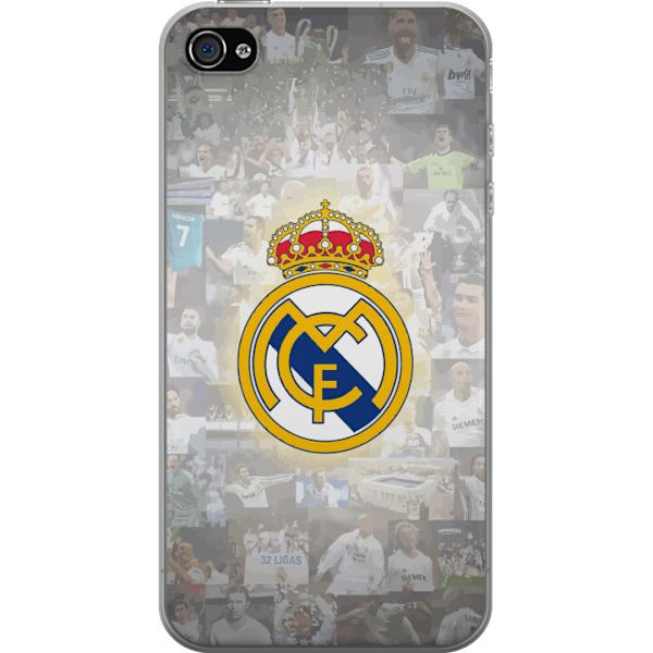 Apple iPhone 4 Läpinäkyvä kuori Real Madrid -emblem Jalkapallokerho Tunnuksella Valkoinen Kulta Design Mestarien Liiga Mestari La Liga Fanit Ikonin