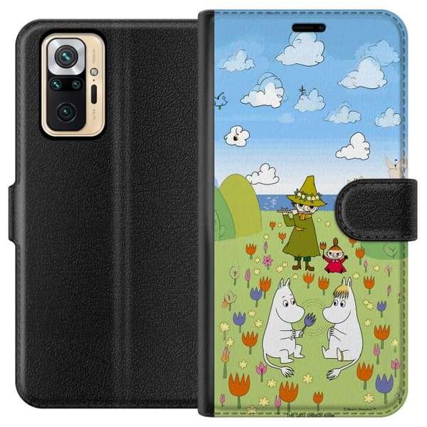 Kompatibel Tegnebogsetui til Xiaomi Redmi Note 10 Pro Mumin i blomsteräng grøn