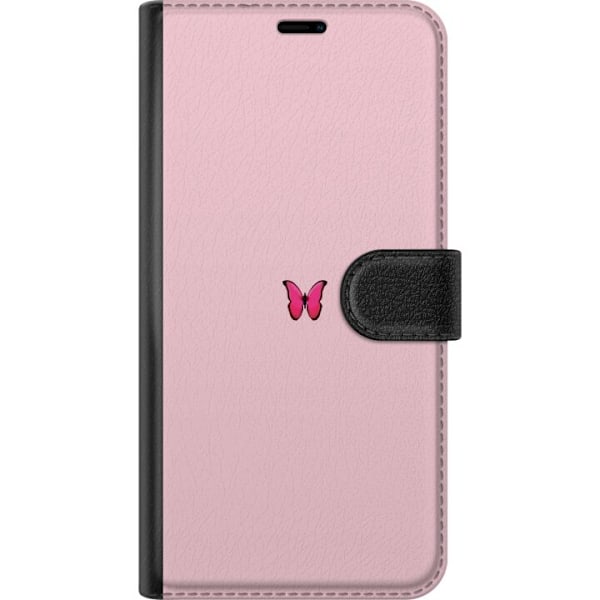 Motorola Moto G24 Lommeboketui Rosa sommerfugl