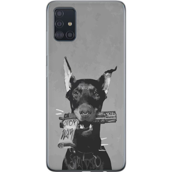 Samsung Galaxy A51 Läpinäkyvä kuori Harmaa Koira Graafinen Suunnittelu Kovan Eläinaiheen Katutaide Urbaani Trendi Koiran Ystävä Tyyli Suosittu A