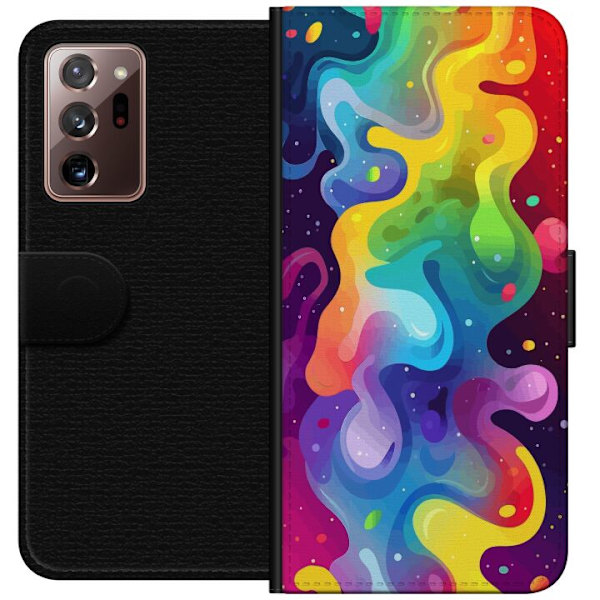 Samsung Galaxy Note20 Ultra Plånboksfodral Color Splash Abstrakt Konst Design Färgstarkt Mönster Modern Populär Väggkonst Grafiskt Trend