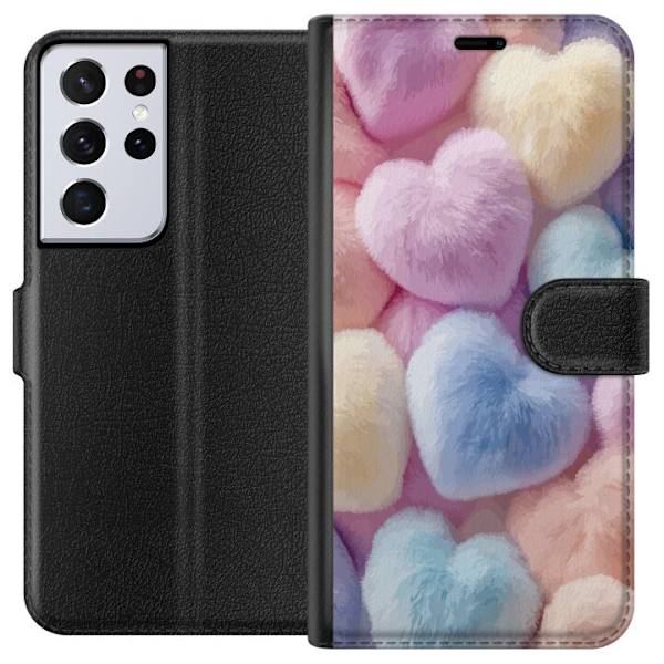 Samsung Galaxy S21 Ultra 5G Plånboksfodral Hjärtan Kärlek Grafisk Design Romantiskt Motiv Populärt Symbol Grafiskt Mönster Dekoration