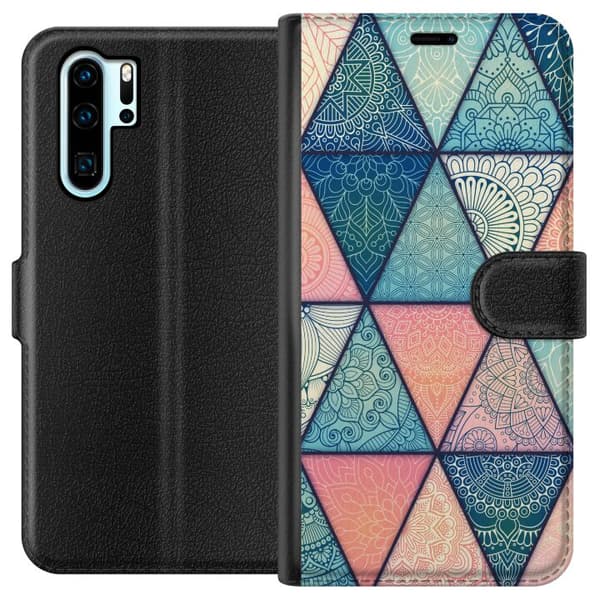 Kompatibel Tegnebogsetui til Huawei P30 Pro Mandala Trekanter