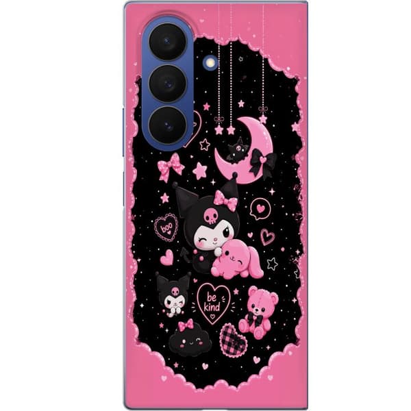 Kompatibel Mobilcover til Samsung Galaxy Z Fold8 Ultra Søde lyserøde og sorte gothfigurer med hjerter, måne, stjerner og positiv tekst sort